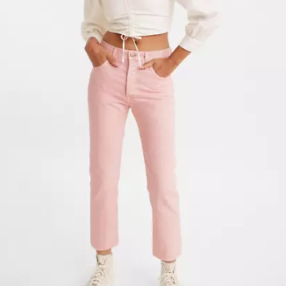 Levi’s 501 Original Cropped Women's Colored Denim Jeans in Quartz Pink